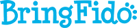 The image shows the text "BringFido" in a bright blue font.